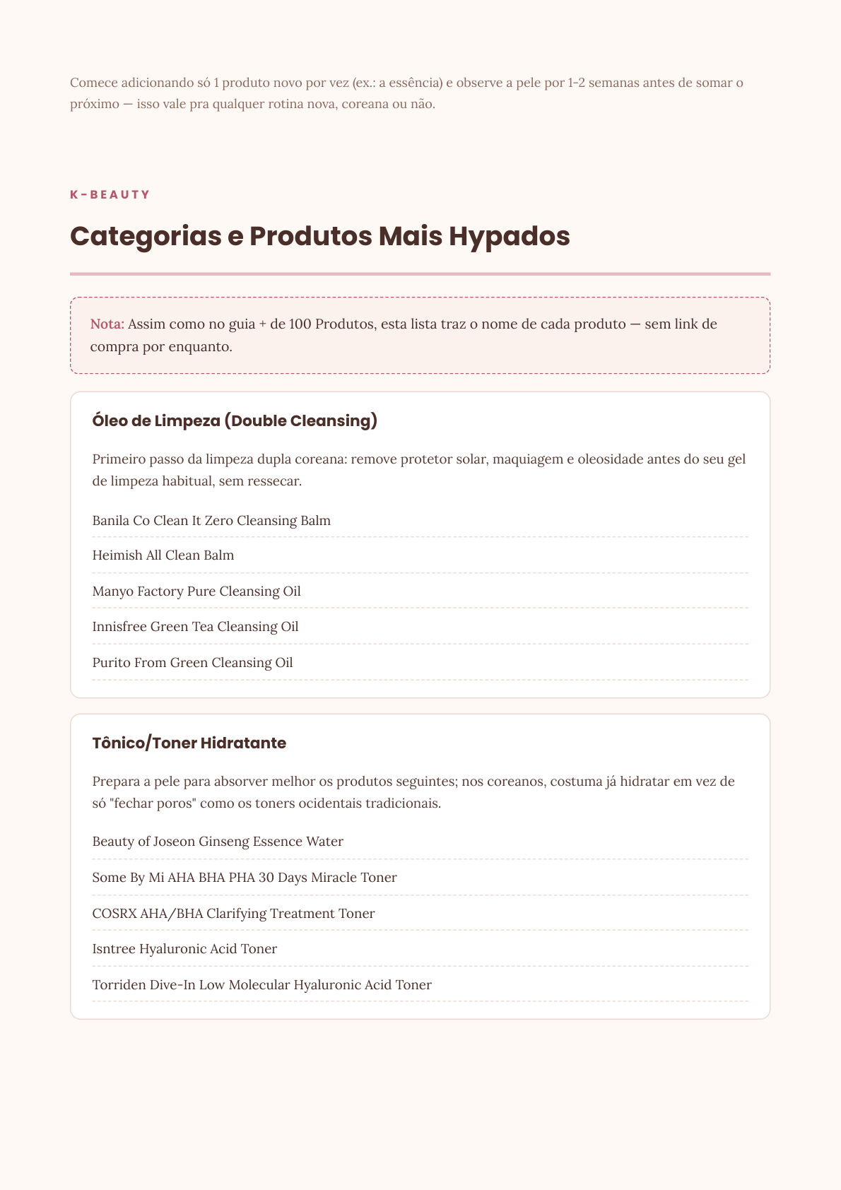 Página interna do Skincare Coreano
